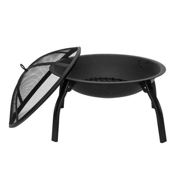 22" Four - legged Folding Iron Brazier Wood Burning Fire Pit Decoration for Backyard Poolside