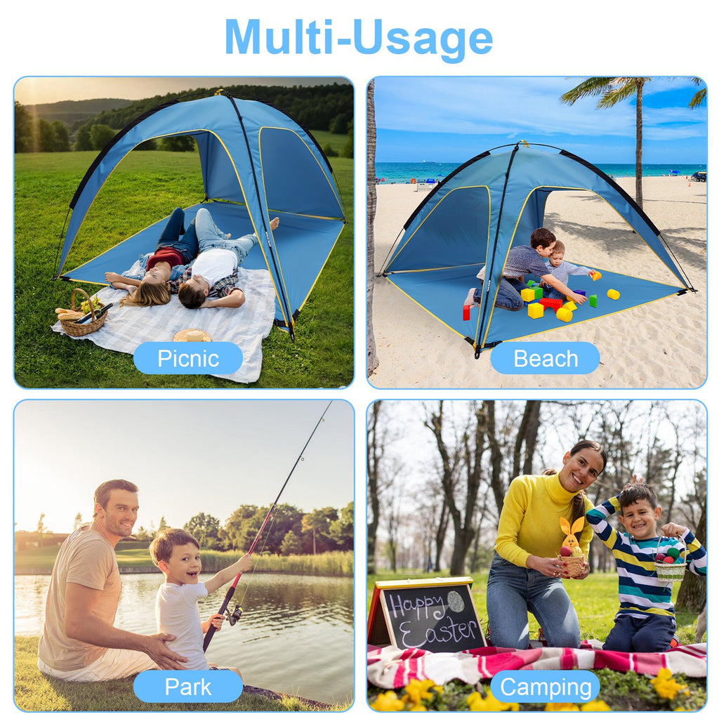 Beach Tent Sun Shelter UPF50+ UV Protection, 6.9x6.9ft Beach Canopy Tent for 4-6 Adults, Portable Outdoor Sun Shade Tent with Carry Bag