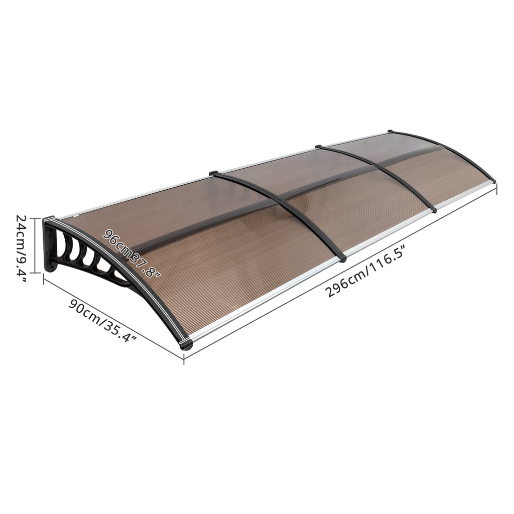 [Same Code：04553002]HT-300 x 100 Household Application Door & Window Rain Cover Eaves Brown Board & Black Holder