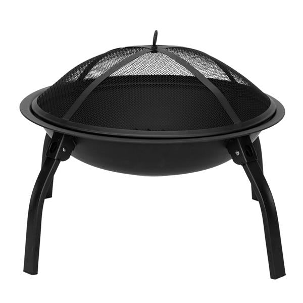 22" Four - legged Folding Iron Brazier Wood Burning Fire Pit Decoration for Backyard Poolside