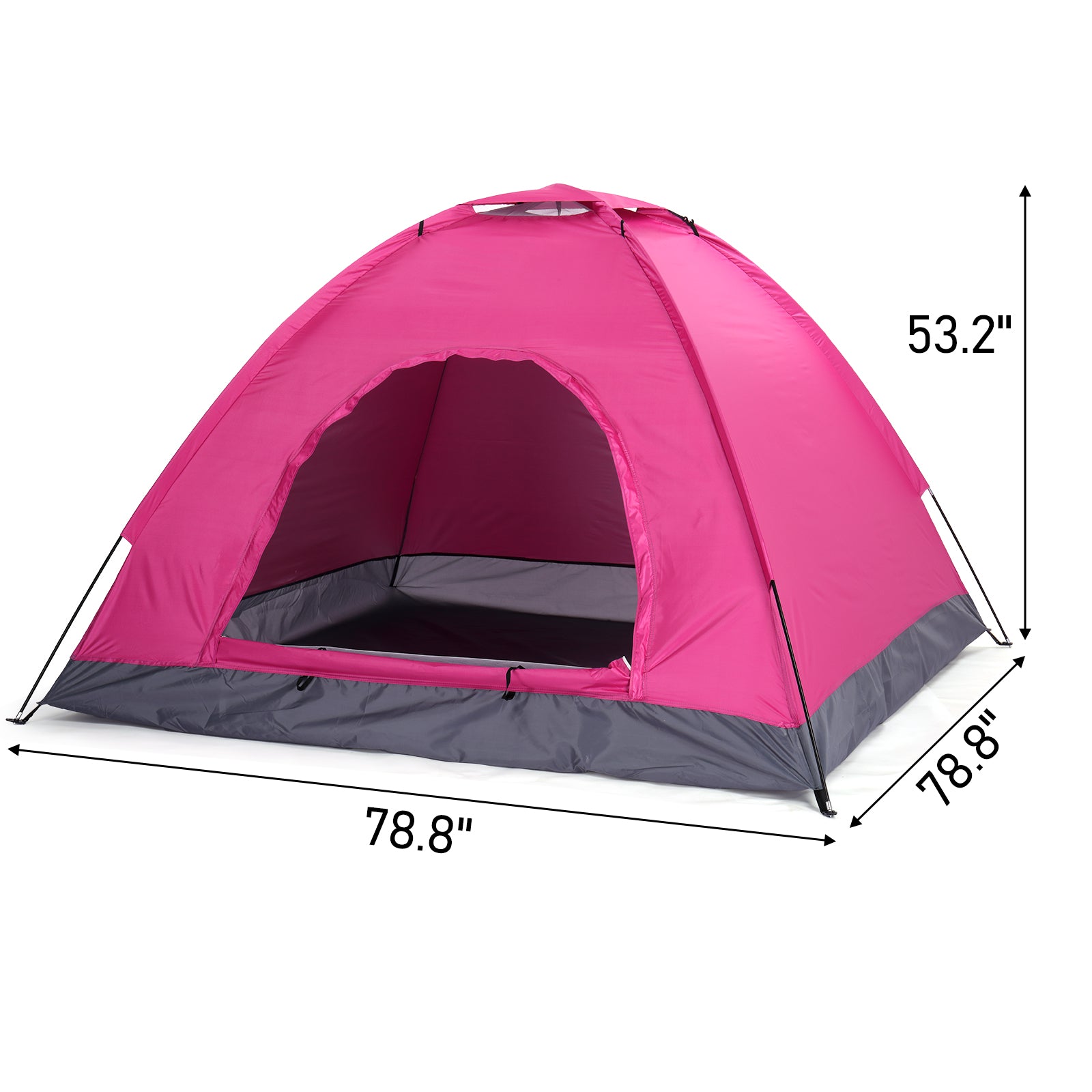 3-4 Person Camping Dome Tent Pink
