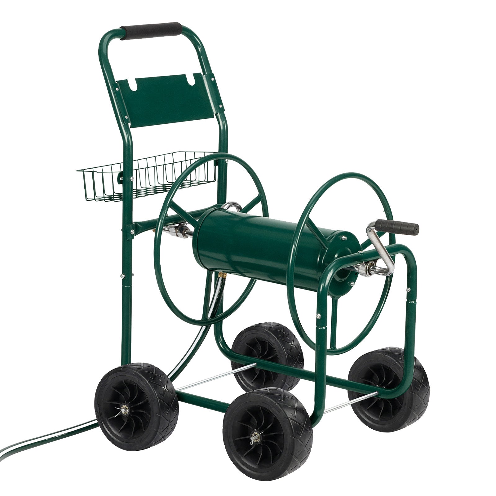 [Same Code：04822659]Iron Four-Wheel Pipe Truck Dark Green [Not an inflatable tire]