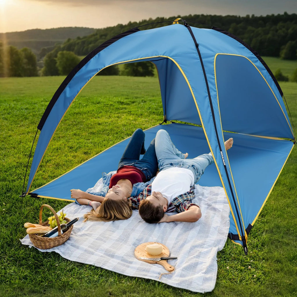 Beach Tent Sun Shelter UPF50+ UV Protection, 6.9x6.9ft Beach Canopy Tent for 4-6 Adults, Portable Outdoor Sun Shade Tent with Carry Bag