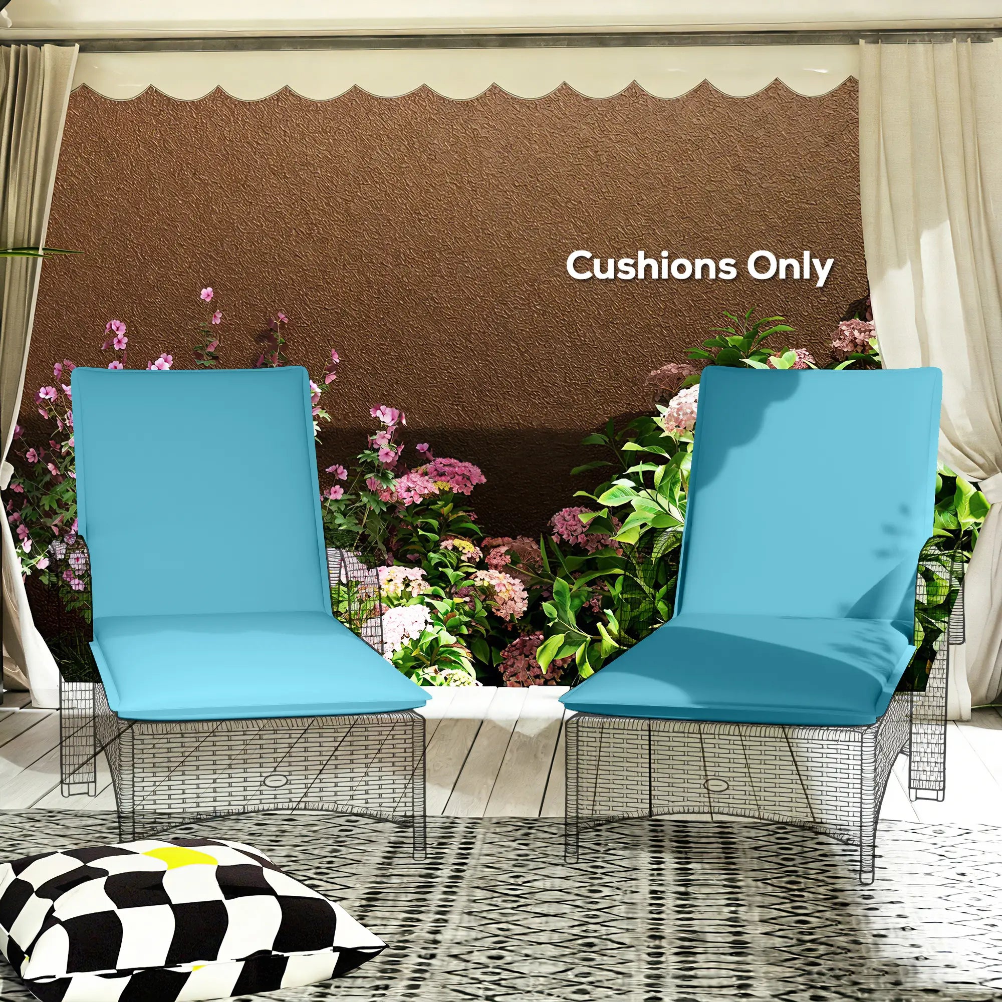 Foldable Chaise Lounge Cushion Set of 2