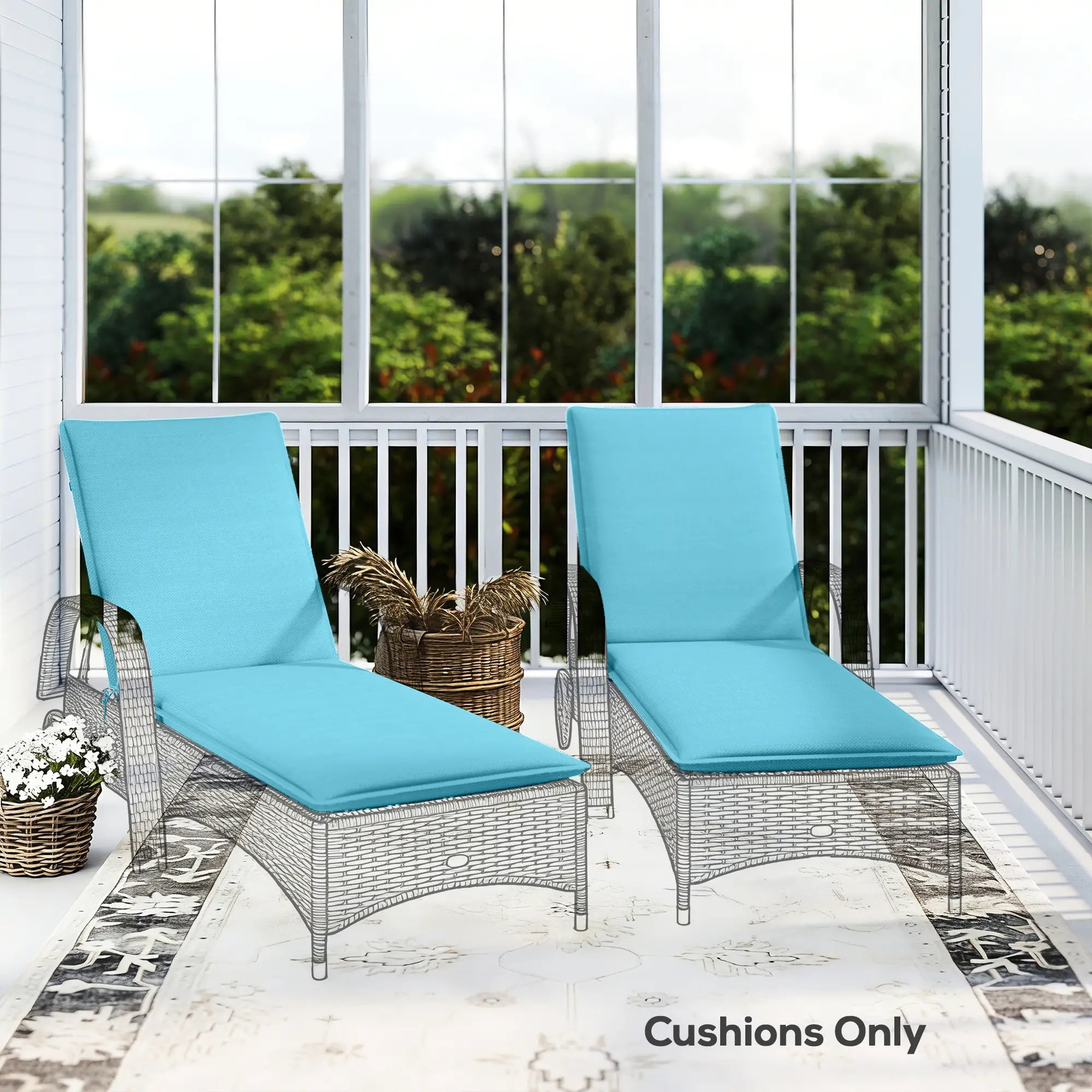 Foldable Chaise Lounge Cushion Set of 2