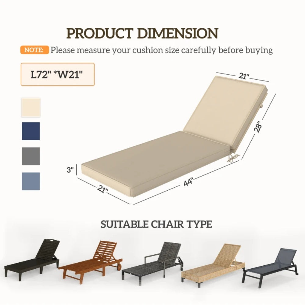 Foldable Chaise Lounge Cushion Set of 2
