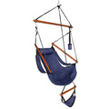 Oxford Cloth Hardwood With Cup Holder Wooden Stick Perforated 100kg Seaside Courtyard Oxford Cloth Hanging Chair   Blue